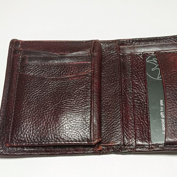 MENS ITALIAN LEATHER BI-FOLD WALLET -BROWN - Picture 5 of 5